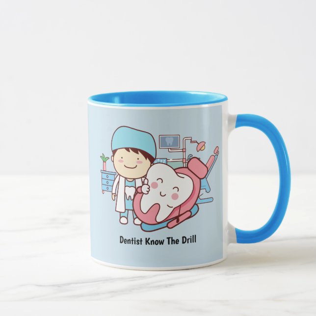Dentist and tooth illustration mug (Right)