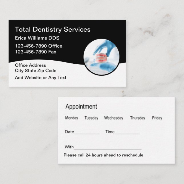 Dentist Appointment Business Cards Combination (Front/Back)