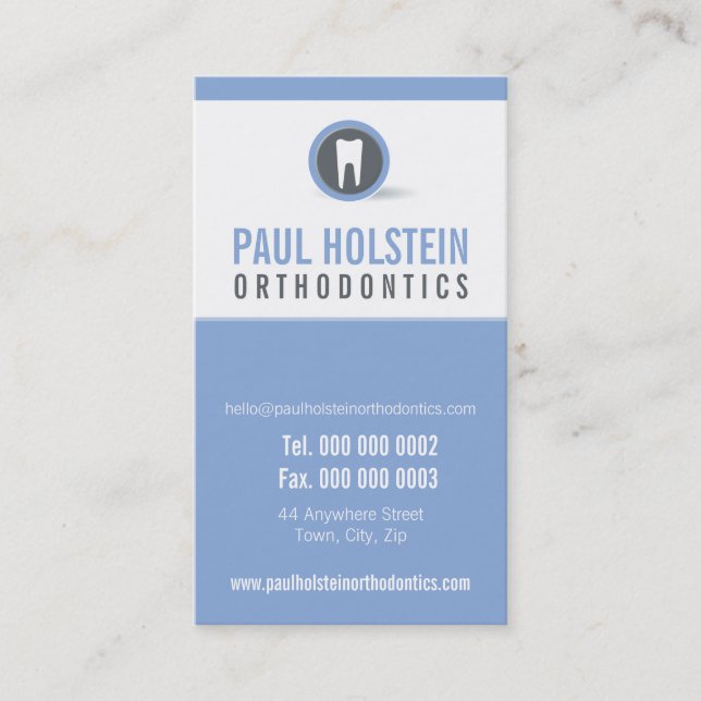 DENTIST APPOINTMENT CARD :: modern tooth logo 3 (Front)