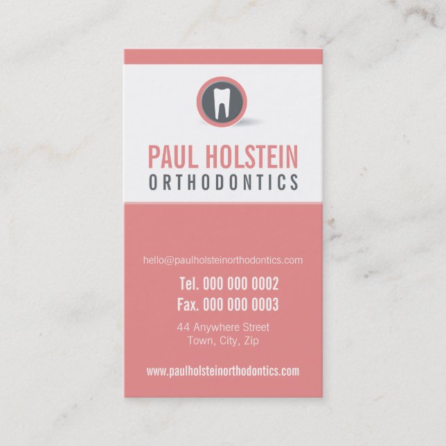 DENTIST APPOINTMENT CARD :: modern tooth logo 5 (Front)