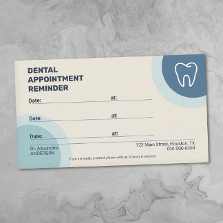 Dentist Appointment Card with Blue & Cream Colours