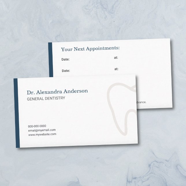 Dentist Appointment Card with Navy Blue Accents (Dentist Appointment Card with Navy Blue Accents)