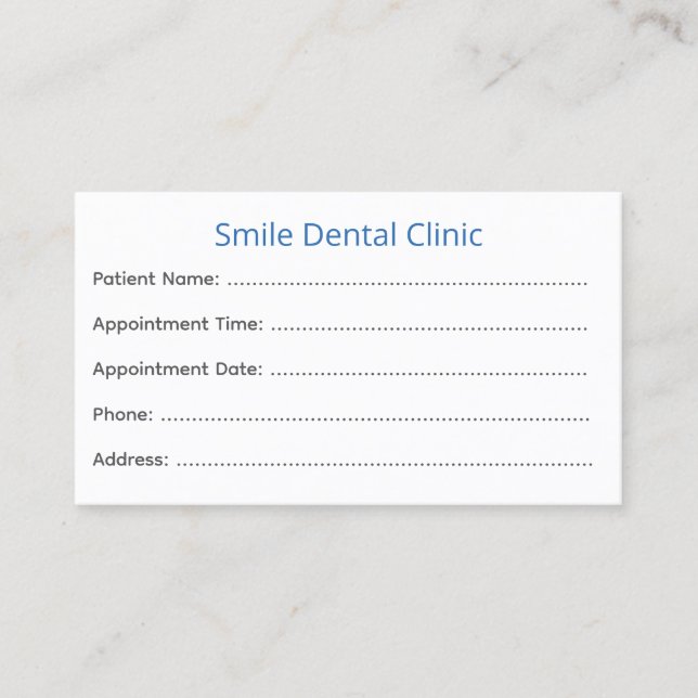Dentist Appointment Cards Patient Reminder (Front)