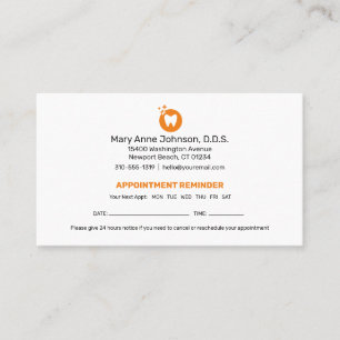 Dentist Appointment Reminder   Dental Office Refer Business Card