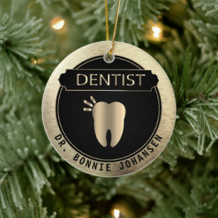Dentist 🦷 - Black and Gold Ceramic Tree Decoration