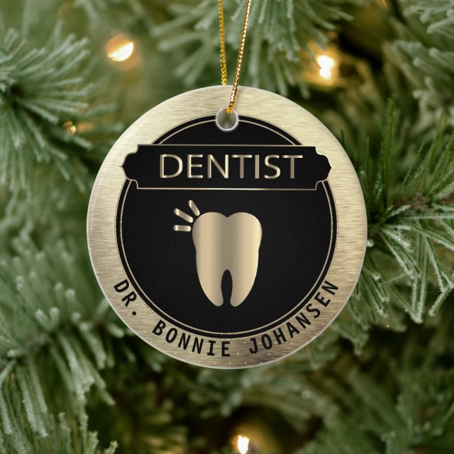 Dentist 🦷 - Black and Gold Ceramic Tree Decoration (Tree)