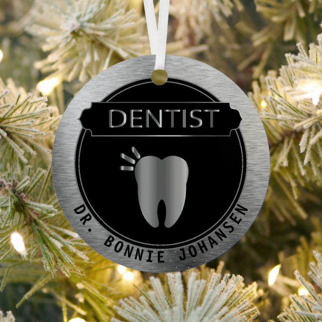 Dentist 🦷 - Black and Silver Metal Tree Decoration (Insitu)