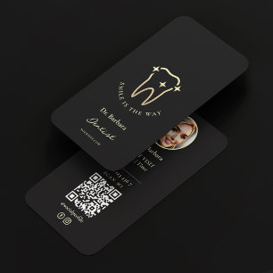 Dentist Black Gold Tooth Modern Appointment  Business Card