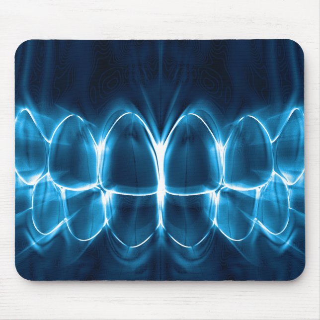 Dentist Blue Glowing Teeth Smile Mousepad (Front)