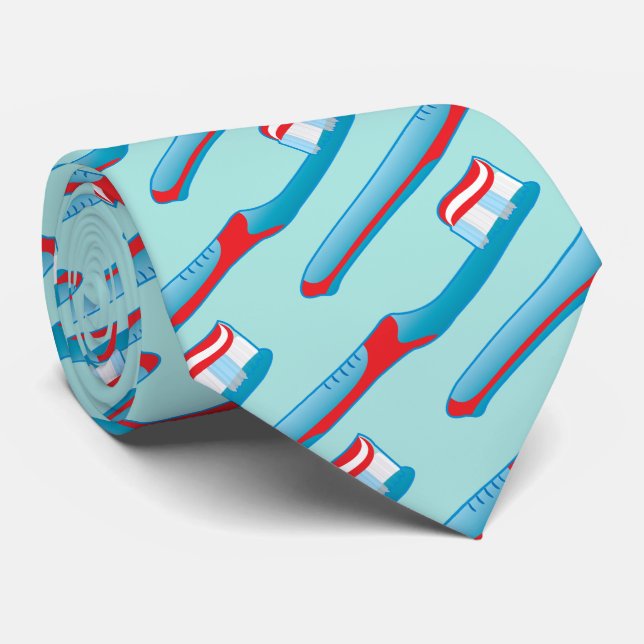 Dentist Blue Toothbrush Dental Hygienist Novelty Tie (Rolled)
