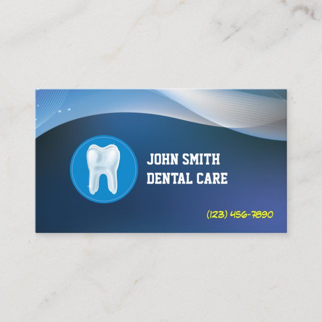 Dentist Blue Waves Dental Care Business Card (Front)