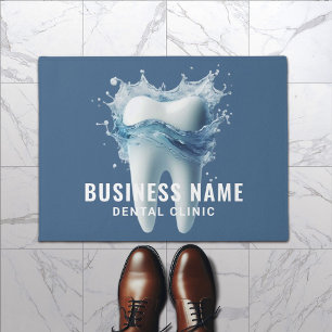 Dentist Bright Tooth & Water Blue Dental Office Doormat