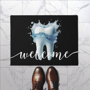 Dentist Bright Tooth & Water Modern Dental Office Doormat
