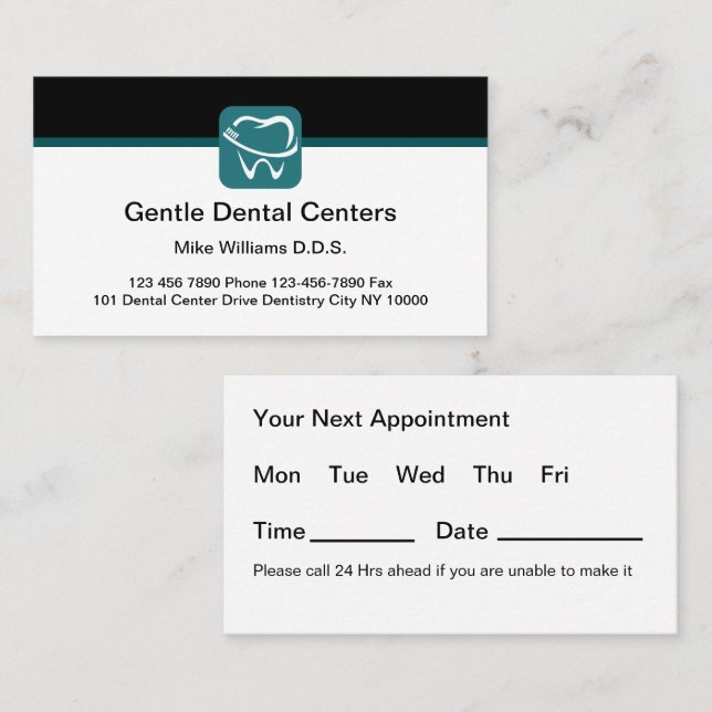 Dentist Budget Appointment Business Cards (Front/Back)