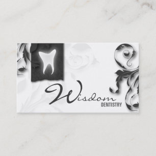 Dentist Business Card Elegant Monogram Grey