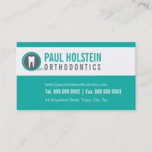 DENTIST BUSINESS CARD :: modern tooth logo 2 jade