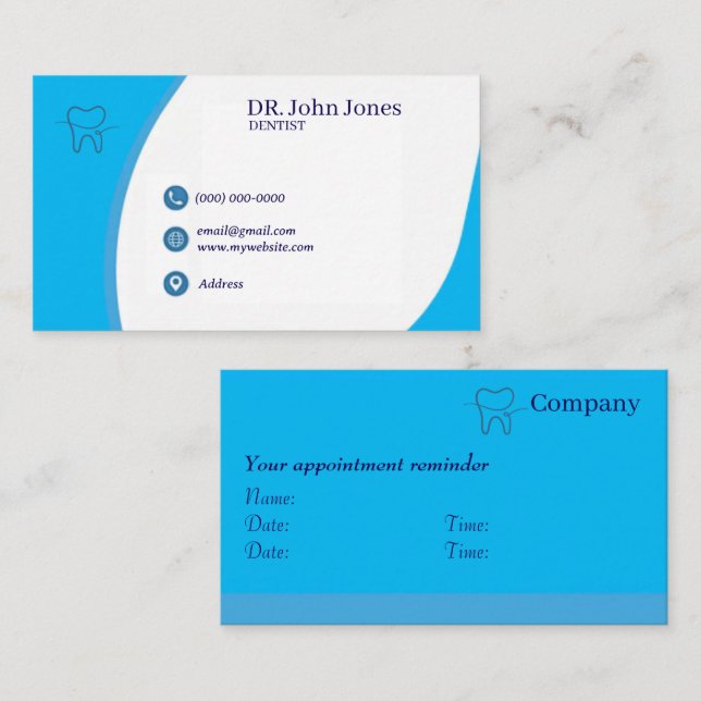 Dentist Business Cards 45 Pack of 100 (Front/Back)
