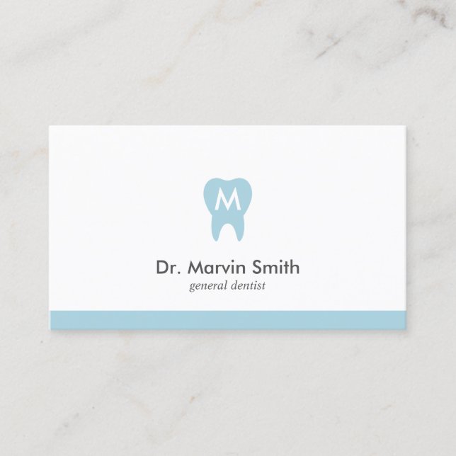 Dentist Business Cards Monogram Tooth Appointment (Front)