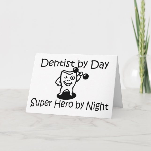 Dentist By Day Super Hero By Night Holiday Card (Front)
