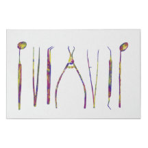 Dentist cabinet watercolor wall art tools