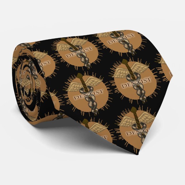 Dentist Caduceus Tie (Rolled)