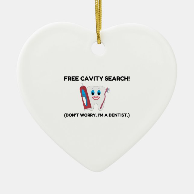 Dentist Cavity Search Ceramic Tree Decoration (Front)