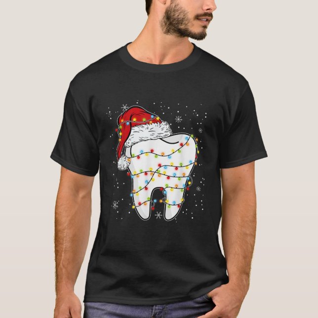 Dentist Christmas Cute Dental Santa Hat Xmas Teeth T-Shirt (Front)