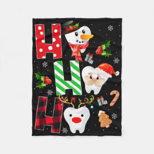 Dentist Christmas Fun Tooth Dental Gift Red Plaid Fleece Blanket