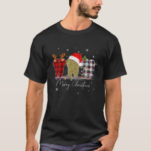 Dentist Christmas Funny Leopard Plaid Tooths Denta T-Shirt