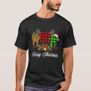 Dentist Christmas Funny Leopard Plaid Tooths T-Shirt