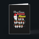 Dentist Christmas - Santa Floss Xmas Pun Card<br><div class="desc">Here Comes Santa Floss! Cute Christmas holiday dental humour. Pun quote has a Santa Claus tooth and 12 cartoon elves teeth with different emotions on each tooth. >> Bring smiles, giggles, and laughs to orthodontist dentist, hygienist, assistants or kids for Xmas! >> Customisable artwork. Add YOUR OWN personal name or...</div>