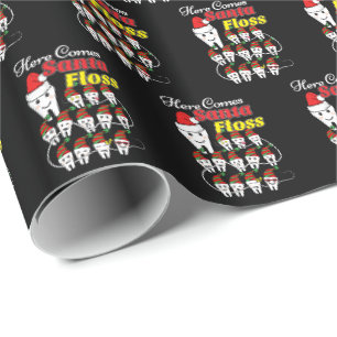 Dentist Christmas - Santa Floss Xmas Pun Wrapping Paper