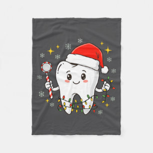 Dentist Christmas Teeth Xmas Lights Funny Dental S Fleece Blanket