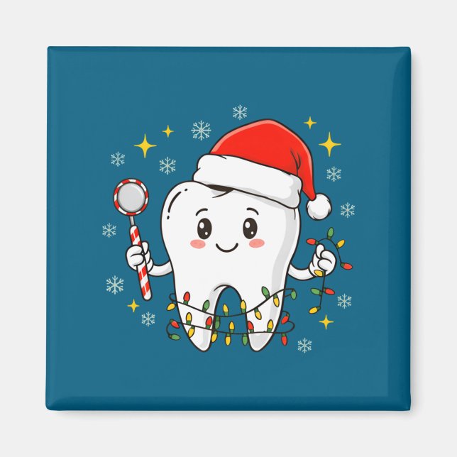 Dentist Christmas Teeth Xmas Lights Funny Dental S Magnet (Front)