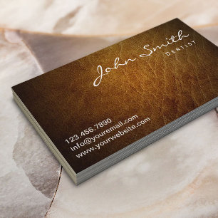 Dentist Classy Brown Leather Professional Business Card