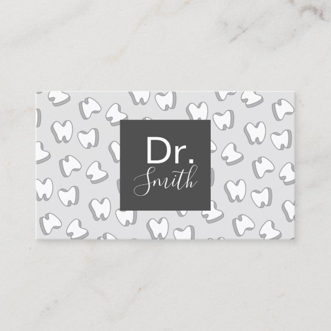 Dentist Cute 3D Tooth Pattern Dental Care Business Card (Front)