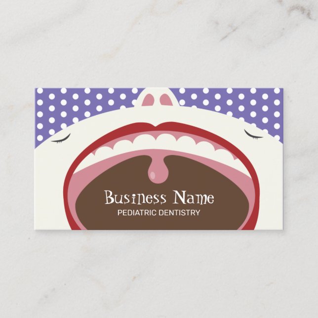 Dentist Cute Kid Paediatrics Dentistry Purple Business Card (Front)