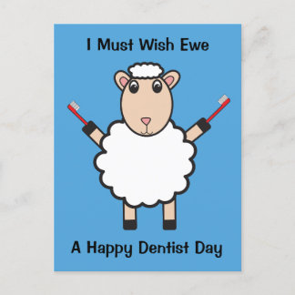 Dentist Day Sheep Toothbrush Wish Ewe Personalise Postcard