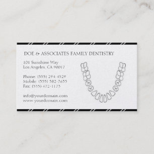 Dentist DDS Dental Office Stripes Platinum Paper Business Card