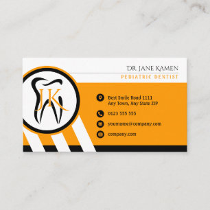 Dentist Dental Appointment Card   Orange Initials