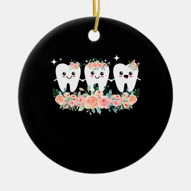 Dentist Dental Assistant Oral Hygienist Tooth Ceramic Tree Decoration (Front)
