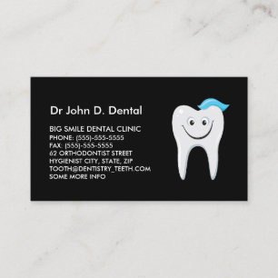 Dentist dental business card with happy tooth