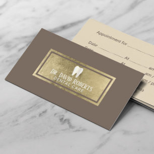 Dentist Dental Care Gold Label Brown Appointment Card