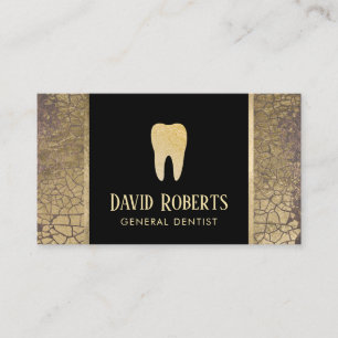 Dentist Dental Care Modern Gold Crackle Elegant Business Card