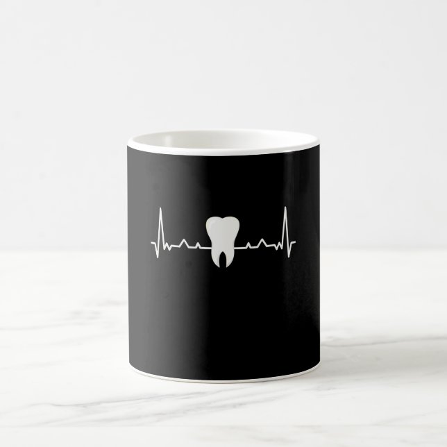 Dentist Dental Care Tooth Heartbeat Gift Coffee Mug (Center)