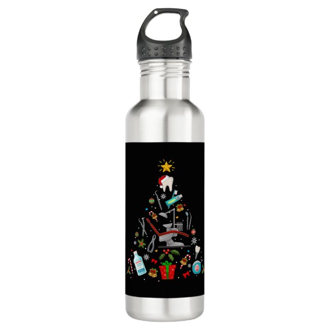 Dentist Dental Christmas Ornament Tree Xmas Holida 710 Ml Water Bottle (Front)