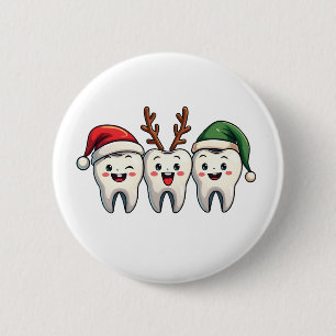 Dentist Dental Christmas Santa Floss Xmas Tree 6 Cm Round Badge