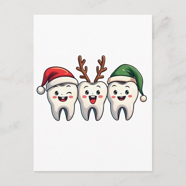 Dentist Dental Christmas Santa Floss Xmas Tree Announcement Postcard (Front)