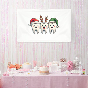 Dentist Dental Christmas Santa Floss Xmas Tree Banner