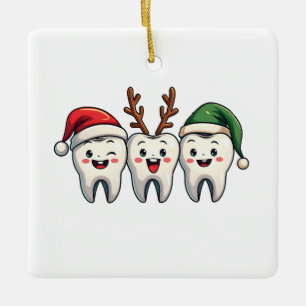 Dentist Dental Christmas Santa Floss Xmas Tree Ceramic Ornament